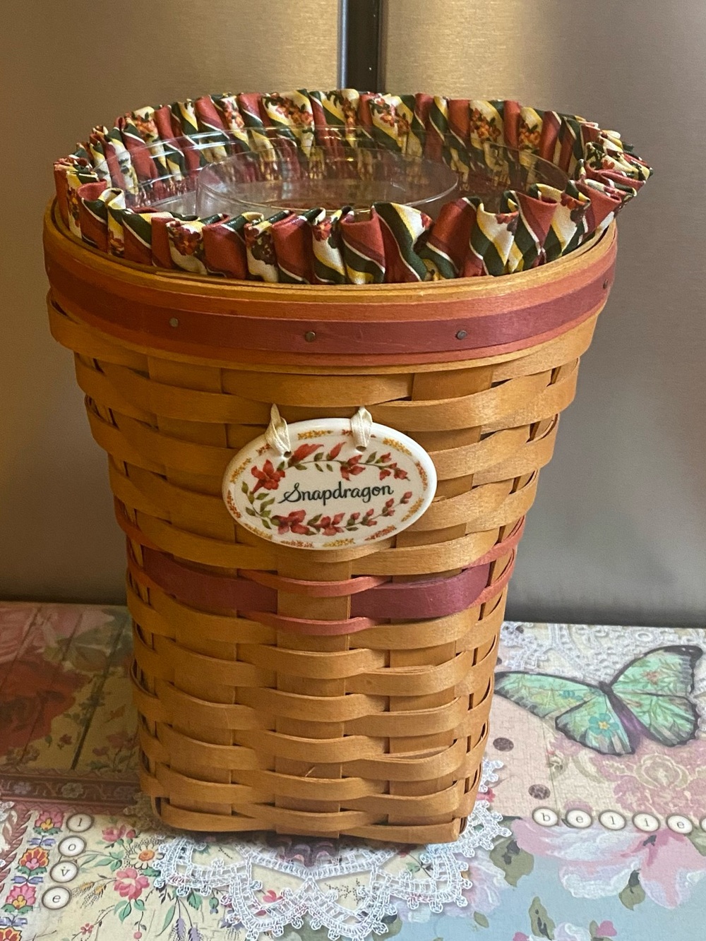 Vintage 1998 Longaberger Snapdragon Basket Cottagecore Farmhouse Decor